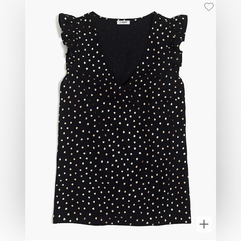 J.Crew Factory gold dot sleeveless ruffle top Size 00 Midnight blue